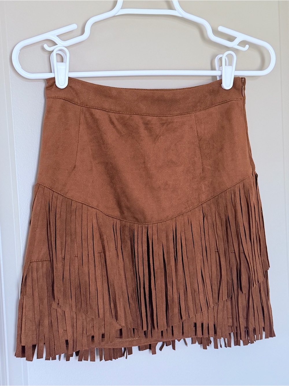 Sincerely Jules Brown Suede Fringe Mini Skirt